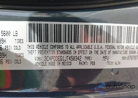 2018 Dodge Journey Gt Awd from USA, damaged, VIN 3C4PDDEG1JT450342